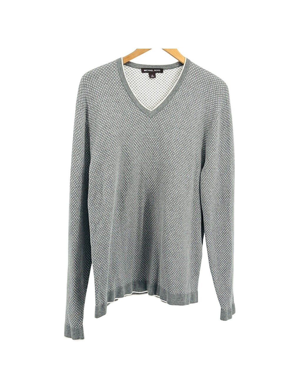 Vintage Y2K Michael Kors Cotton Gray White V-Neck Sweater